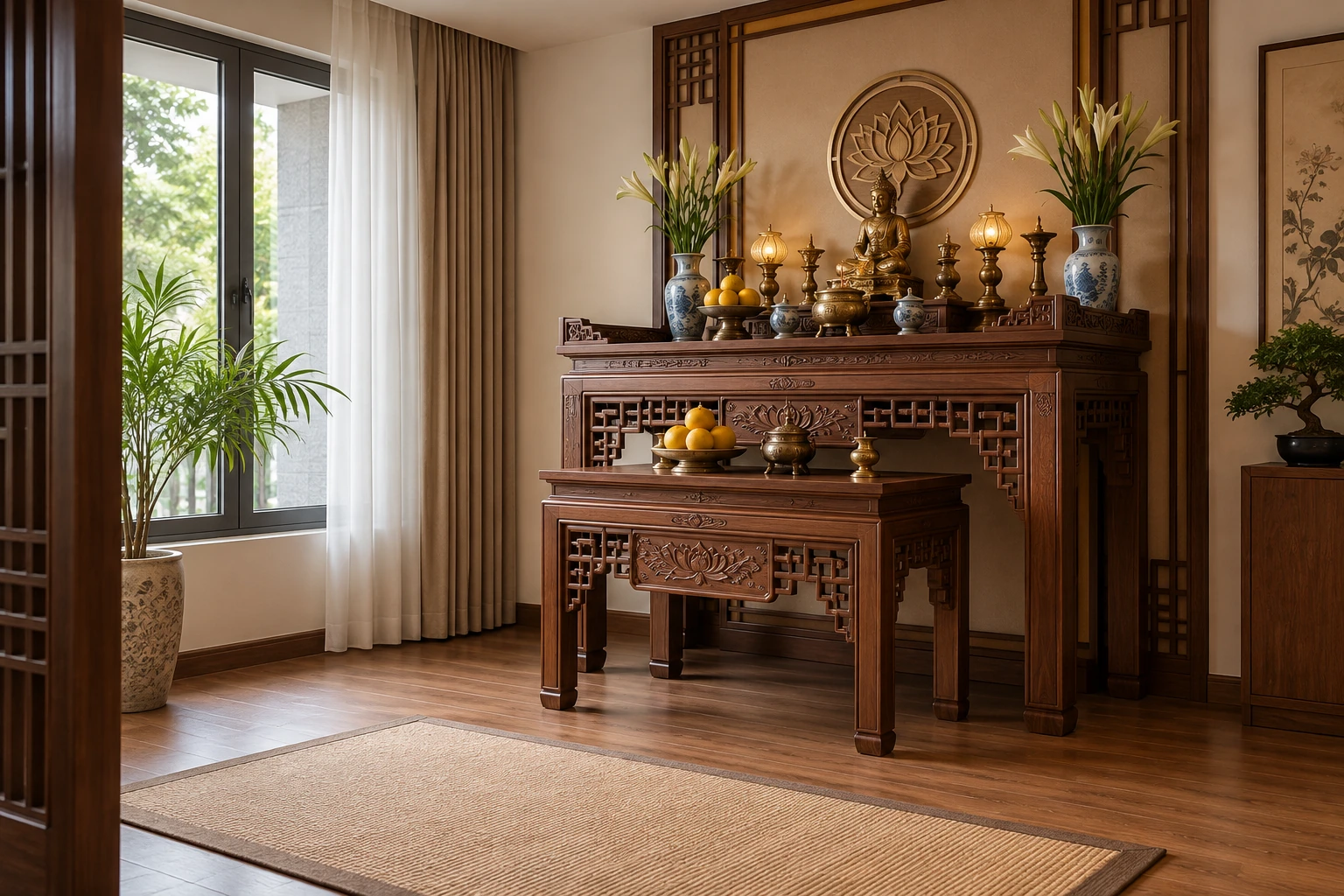 Hai mặt bàn khác cao độ cùng lối tiếp cận phía trước