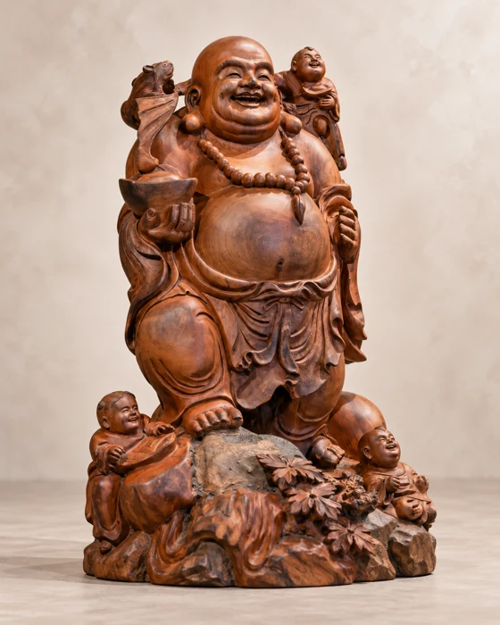 Tượng cười dáng đứng màu nâu